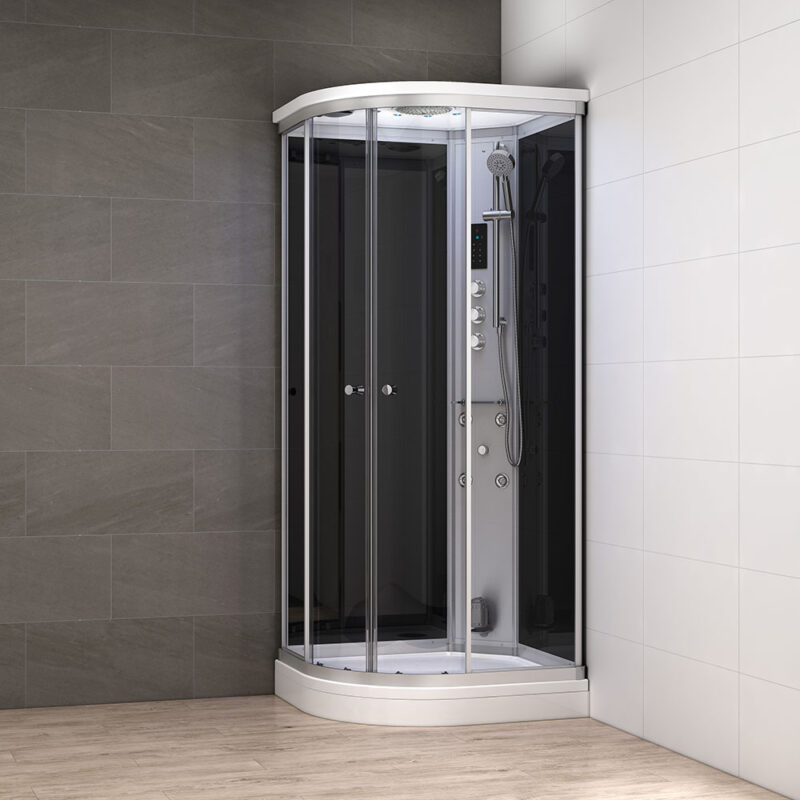 M-SPA - Fekete hidromasszázs és gőz szauna zuhanyfülke 120 x 90 x 217 cm