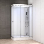 M-SPA - Fehér zuhanykabin hidromasszázzsal és gőzszaunával 120 x 80 x 217 cm
