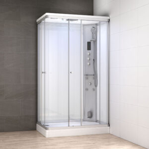 M-SPA - Fehér zuhanykabin hidromasszázzsal és gőzszaunával 120 x 80 x 217 cm