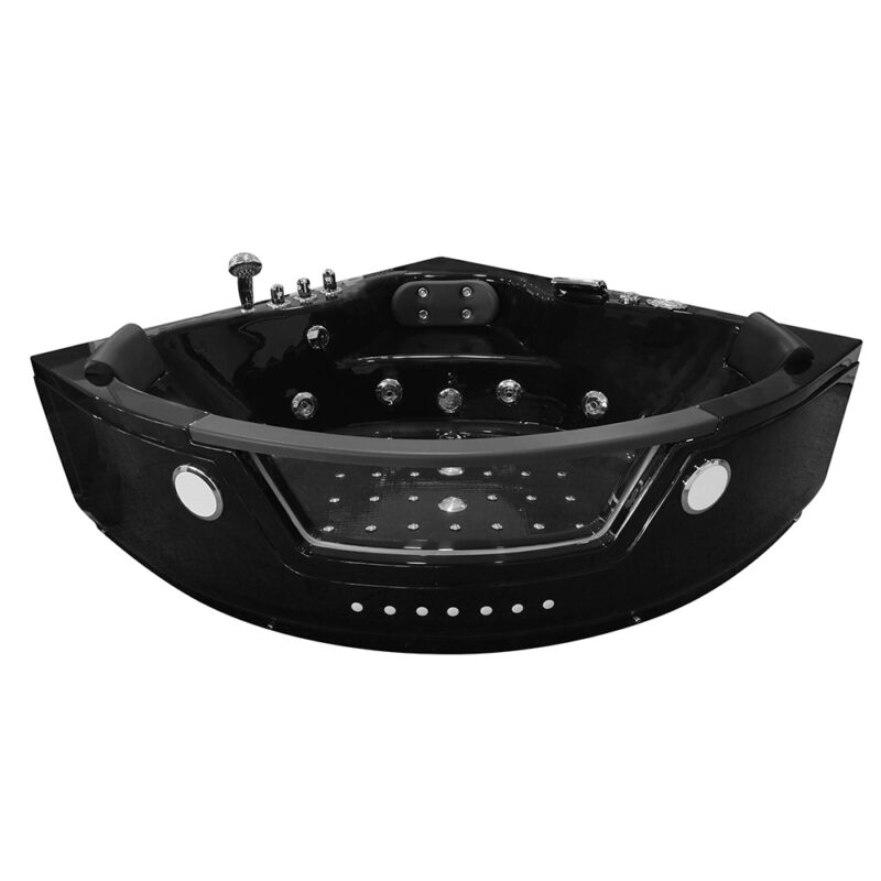 M-SPA - Fekete fürdőszoba kád SPA hidromasszázs káddal 152 x 152 x 56 cm